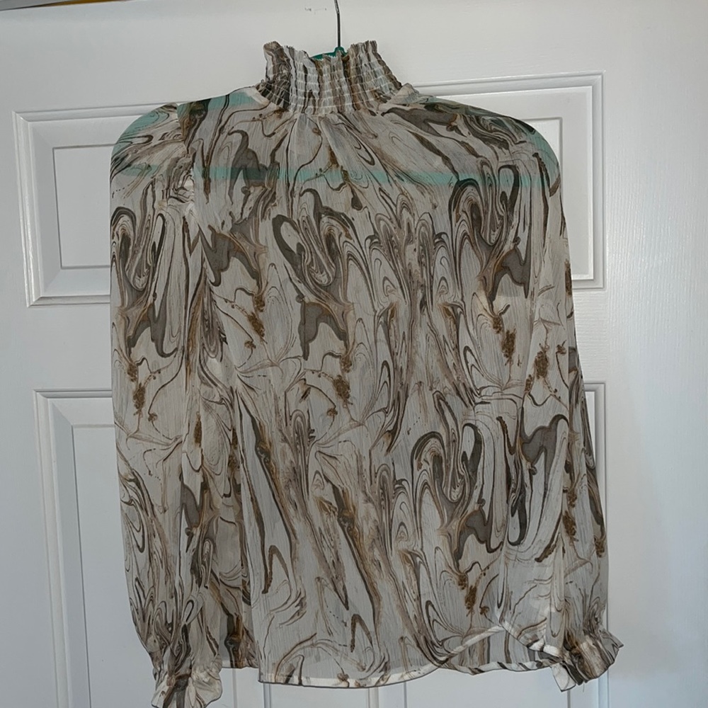 Turtle neck sheer blouse